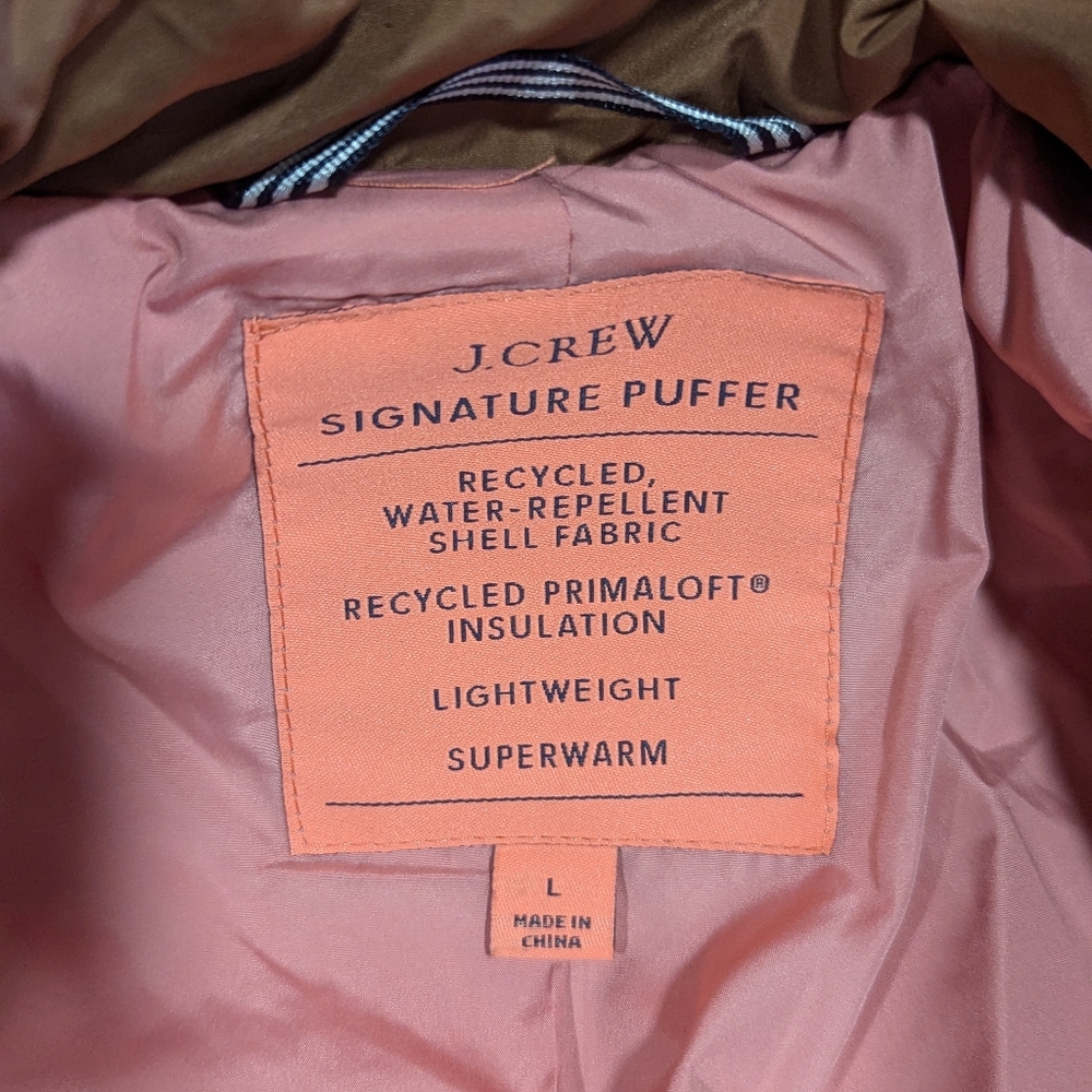 J Crew Large Quilted Cocoon Puffer Coat Primaloft Dark Nutmeg Brown AQ470 - Picture 11 of 16